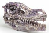 Carved Chevron Amethyst Dinosaur Crystal Skull - Ferocious! #218501-2